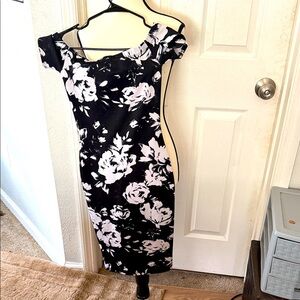 Windsor Black and White Floral Midi Dress